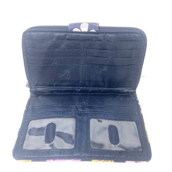 Vintage Vera Bradley Turn Lock Nightingale Wallet Purple Blue Large Zip Around - Picture 3 of 4